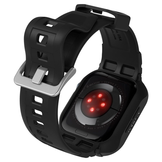 Pasek z etui Spigen do Apple Watch 4/5/6/7/8/9/SE 44/45mm, Rugged Armor Pro, Czarny