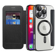 Etui z klapką do iPhone 16 Pro, RFID Wallet MagSafe z ochroną aparatu, czarne