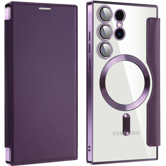 Etui z klapką do Samsung Galaxy S24 Ultra, RFID Wallet MagSafe z ochroną aparatu, fioletowe