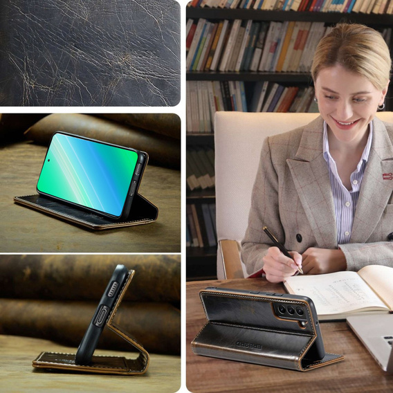 Etui z klapką do Samsung Galaxy S23, ERBORD Waxy Wallet, brązowe