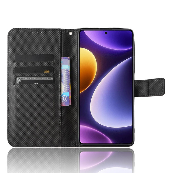 Etui z klapką do Poco F5 5G, Wallet Smart Magnet, czarne