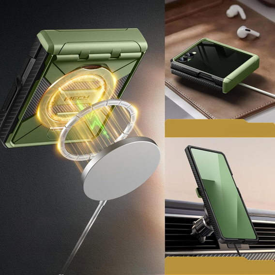 Etui Tongate MECH z MagSafe do Samsung Galaxy Z Flip7 FE / Z Flip6, zielone