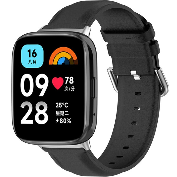 Pasek Skórzany do Xiaomi Redmi Watch 3 Active, Czarny