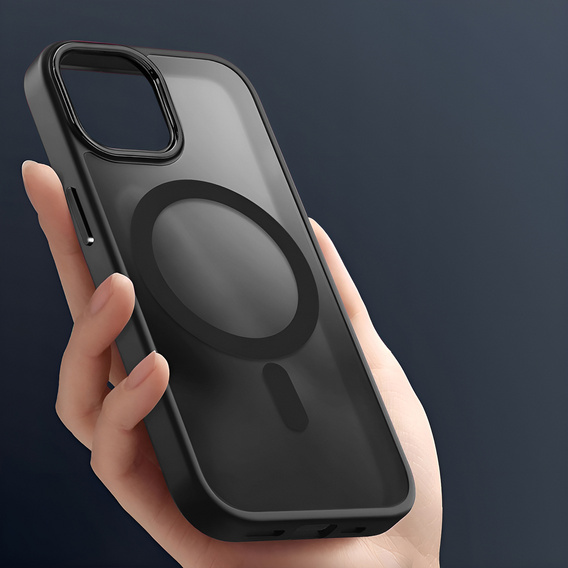 Etui do iPhone 16 Pro Max, do MagSafe, ERBORD Matt Case, przezroczyste / czarne + Szkło na ekran
