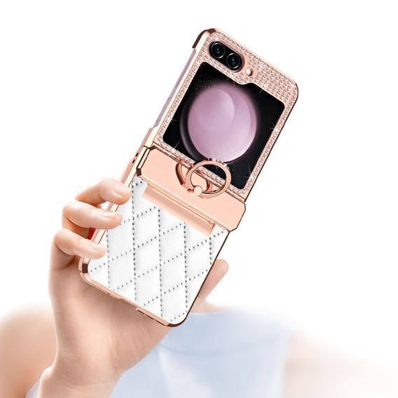 Etui do Samsung Galaxy Z Flip7 FE / Z Flip6, Rhombus Grid, białe