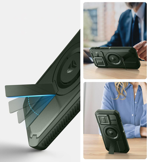 Dexnor – magnetyczne etui z osłoną aparatu do iPhone 14 Pro - ciemnozielone