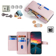 Etui z klapką do Infinix Note 40 Pro, Wallet Zipper Pocket, różowe