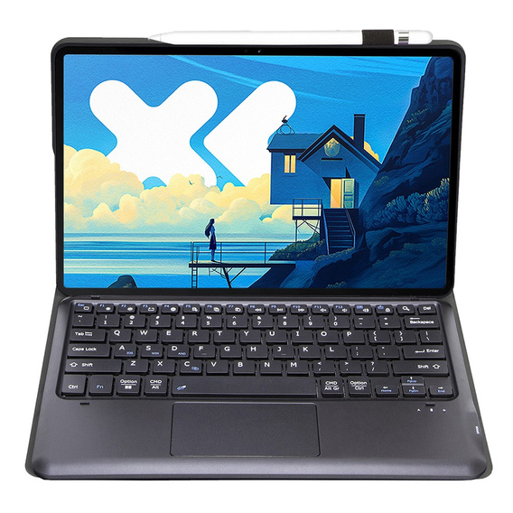Eleganckie etui z klawiaturą i touchpadem do Lenovo Idea Tab Pro – czarne