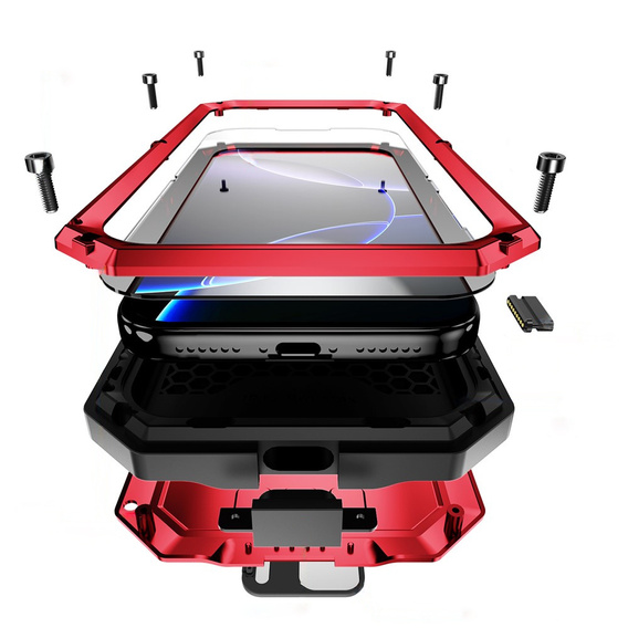 Etui pancerne  R-JUST z osłoną ekranu i podstawką do iPhone 17 Pro