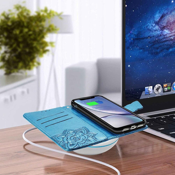 Etui z klapką do Motorola Edge 50 Fusion 5G, Butterfly, niebieskie