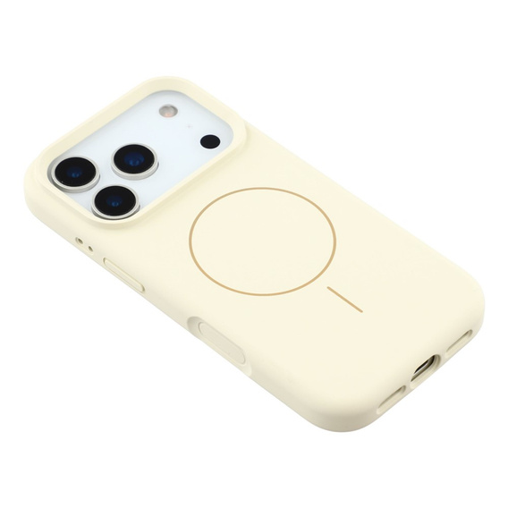 Etui silikonowe do iPhone 17 Pro, do MagSafe, antywstrząsowe, beżowe