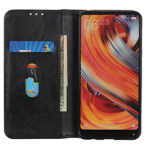 Skórzane Etui do Samsung Galaxy S24 Ultra, Wallet Litchi Leather, czarne