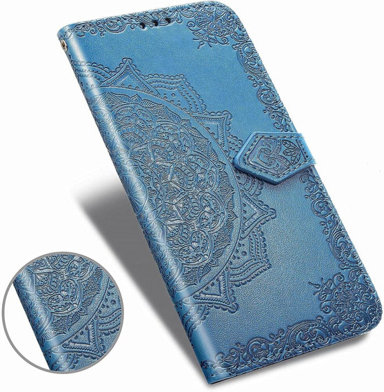 Etui z klapką do Samsung Galaxy M55 5G, Mandala, niebieskie