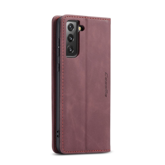 Etui CASEME do Samsung Galaxy S21 FE, Leather Wallet Case, czerwone