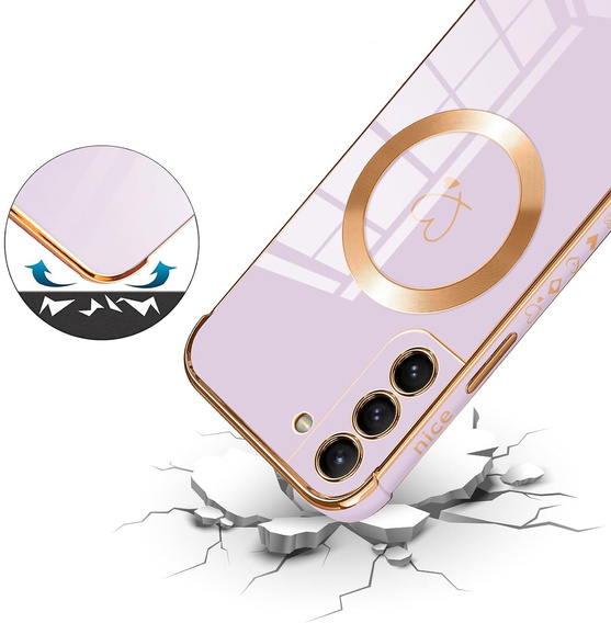 Etui do Samsung Galaxy S20 FE, Electro Heart MagSafe, fioletowe + Szkło na ekran + Smycz