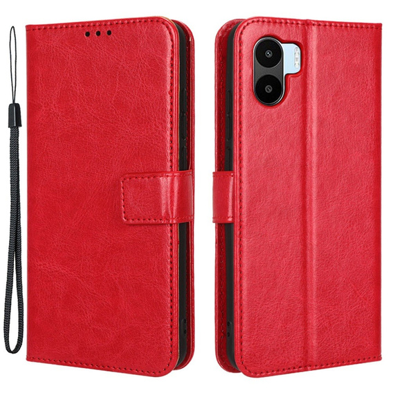 Etui z klapką do Xiaomi Redmi A1 4G / A2 4G, Crazy Horse Wallet, czerwone