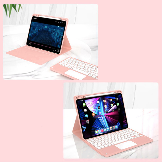 Etui z klawiaturą do iPad Air 10.9" 2022/2020 (5/4 gen.), Touchpad, różowe rose gold