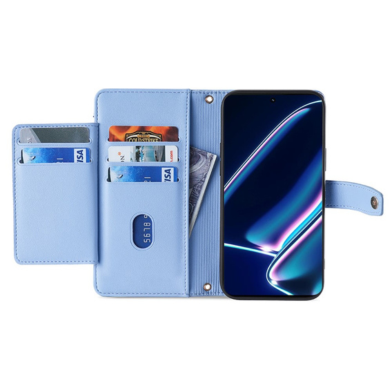 Etui z klapką do Realme 11 Pro 5G / Pro+ 5G, Wallet Zipper Pocket, niebieskie