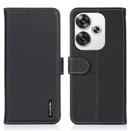 Skórzane Etui KHAZNEH RFID do Xiaomi Poco F6, Litchi Texture, czarne