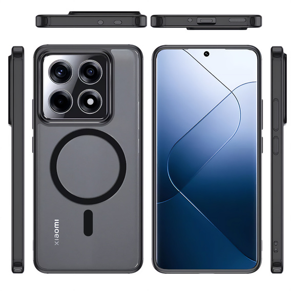 Etui do Xiaomi 14T Pro, do MagSafe, ERBORD Matt Case, czarne + Szkło na ekran