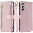 Etui z klapką do Samsung Galaxy M34, Wallet Zipper Pocket, różowe