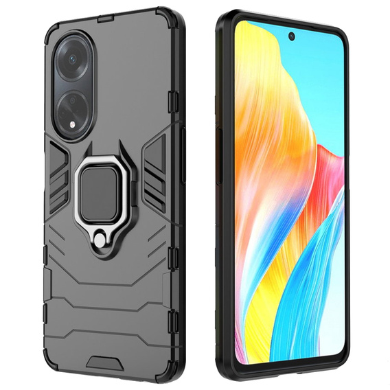 Etui do Oppo A58 4G, Kickstand Ring, czarne