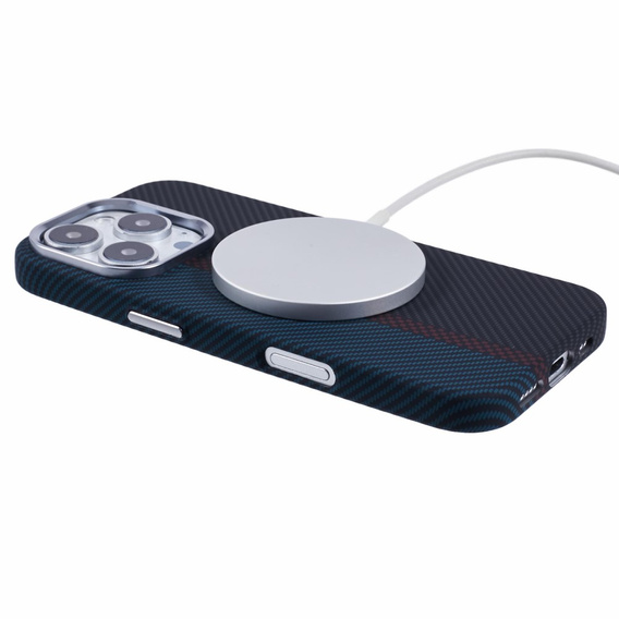 Etui do iPhone 16 Pro, Carbon Fiber MagSafe, czarne / niebieskie