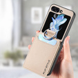 Etui do Samsung Galaxy Z Flip7 FE / Z Flip6, Card Slot Ring Case, beżowe