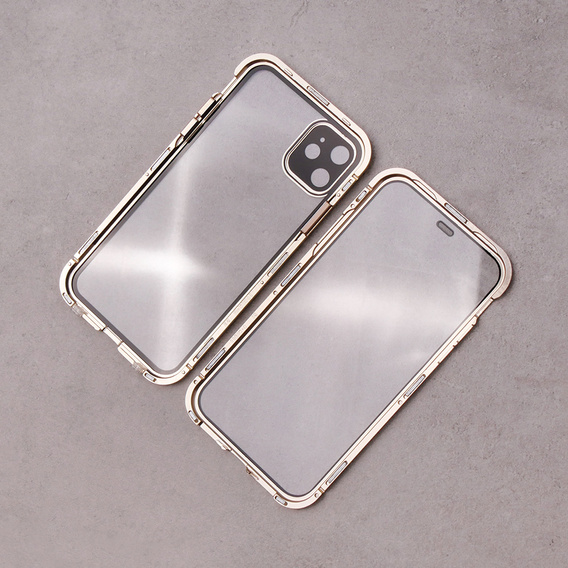 Etui do iPhone 11, Magnetic Dual Glass, złote