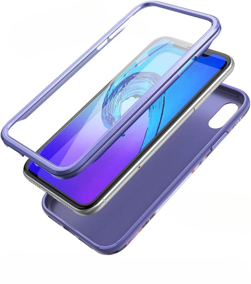 Etui do iPhone XR, Suritch Full Body Marble, fioletowe
