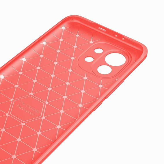 Etui do Xiaomi Mi 11, Karbon, czerwone