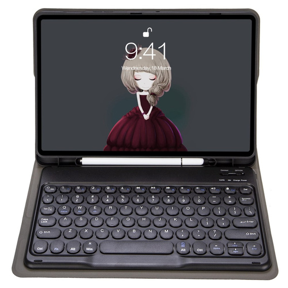 Etui z klawiaturą do iPad 10.2" 2021/2020/2019 (9/8/7 gen.) / Air 10.5" 2019 (3 gen.), Leather Pen Slot, czarne
