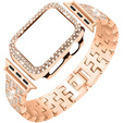 Bransoleta + Etui z Diamentami do Apple Watch 4/5/6/SE 44mm, Różowe rose gold