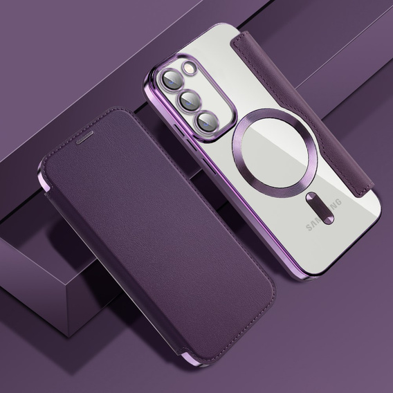 Etui z klapką do Samsung Galaxy S23, Wallet, MagSafe, fioletowe