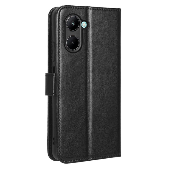 Etui z klapką do Realme C33, Crazy Horse Wallet, czarne