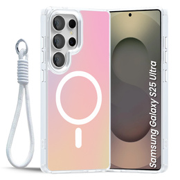 Etui do Samsung Galaxy S25 Ultra – laserowe, z MagSafe i paskiem – białe/kolorowe