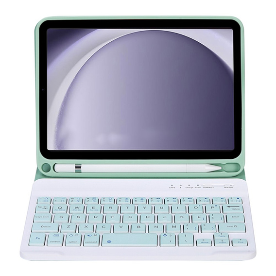 Etui z klawiaturą do Samsung Galaxy Tab A9, Leather Pen Slot, jasnozielone