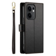 Etui z klapką do Oppo Reno 13F 5G, Wallet Zipper Pocket, czarne