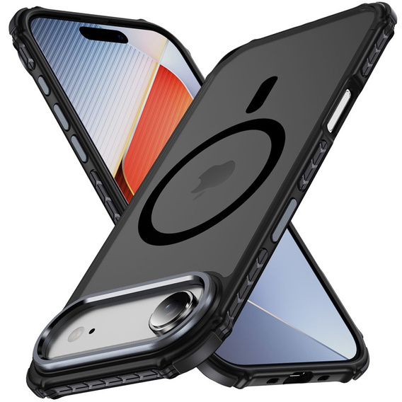 Etui Matt Case do iPhone 17 Air, pancerne, do MagSafe, przydymione z czarnymi bokami