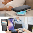 Etui do Samsung Galaxy A55, ERBORD Glossy Litchi, portfel z klapką, czarne