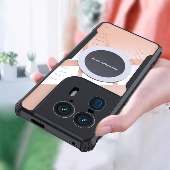 Etui do Motorola Edge 50 Ultra, z blaszką magnetyczne, przezroczyste / czarne