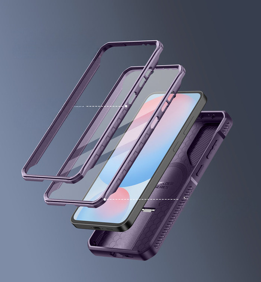 Etui pancerne do Samsung Galaxy S24 FE, Dexnor Full Body (Two Frames), fioletowe