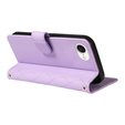 Etui z klapką do iPhone 16E, Rhombus Crossbody Leather, fioletowe