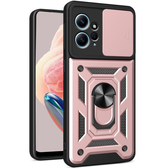 Etui pancerne do Xiaomi Redmi Note 12 4G, CamShield Slide, różowe rose gold