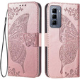 Etui z klapką do Infinix Hot 50 Pro+ 4G, Butterfly, różowe rose gold