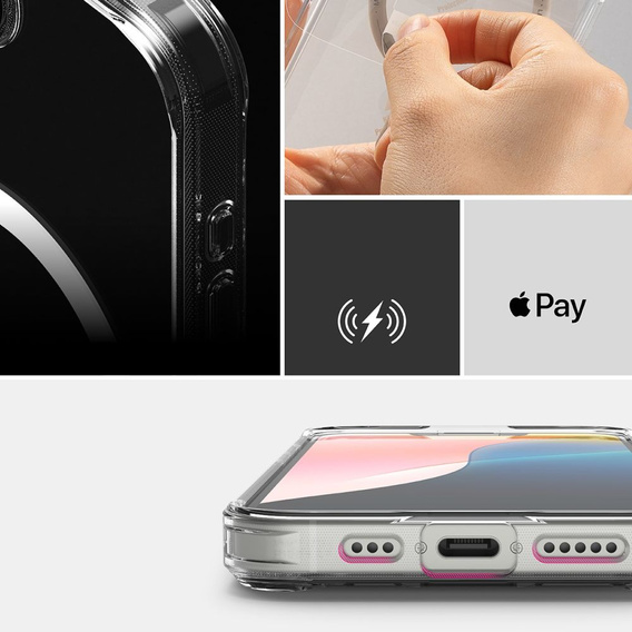 Etui Ringke do Iphone 16E, Fusion MagSafe, Przezroczyste + Szkło Hartowane 9H