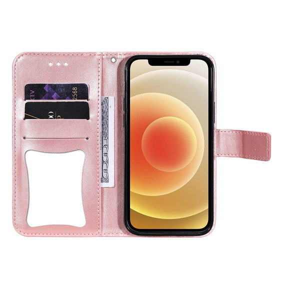 Etui z klapką do Oppo Reno5 Z / A94 / A95 5G, Mandala, różowe rose gold