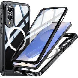Etui do Samsung Galaxy S25 Edge, Shockproof, ze szkłem, do MagSafe, czarne