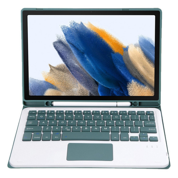 Etui z klawiaturą do Samsung Galaxy Tab A8 10.5 X200 / X205, Touchpad, ciemnozielone
