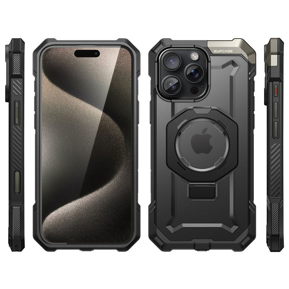 Etui Supcase do iPhone 16 Pro, Unicorn Beetle Grip Mag, Czarne